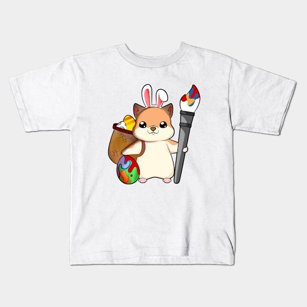 Cute hamster painting Easter eggs Kids T-Shirt by Modern Medieval Design